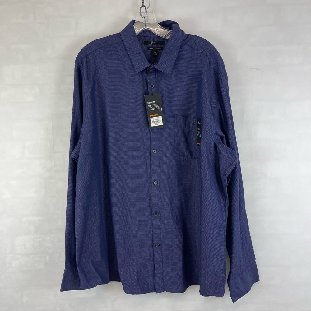 Marc Anthony Blue Luxury Slim Fit Casual‎ Button Down Shirt Size XXL NWT